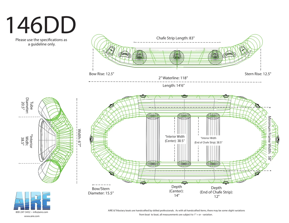 146DD Raft 146DD Raft -4Corners Riversports 146DD Wireframe