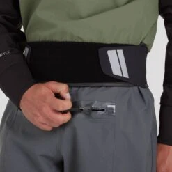 NRS Phenom GORE-TEX Pro Dry Suit - Men's (2025) -4Corners Riversports 22546 01 Olive Model ReliefZipper 122023 1000x1000 2dbbb324 b341 4c73 a325 3d54d2dad0a3