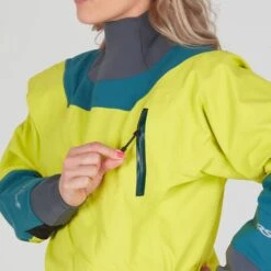 NRS Nomad GORE-TEX Pro Semi-Dry Suit - Women's -4Corners Riversports 22549 01 Chartreuse Model Zipper 092421 1000x1000 84d56cd8 5ede 4309 82a9 ff5616887b33