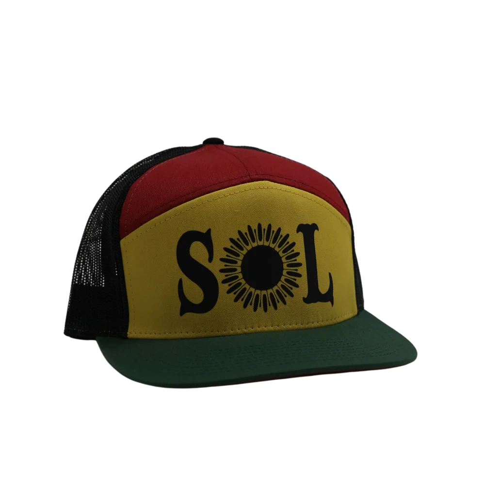 SOL Logo 7 Panel Rasta Hat SOL Logo 7 Panel Rasta Hat -4Corners Riversports SOL Rasta 7 Panel Hat