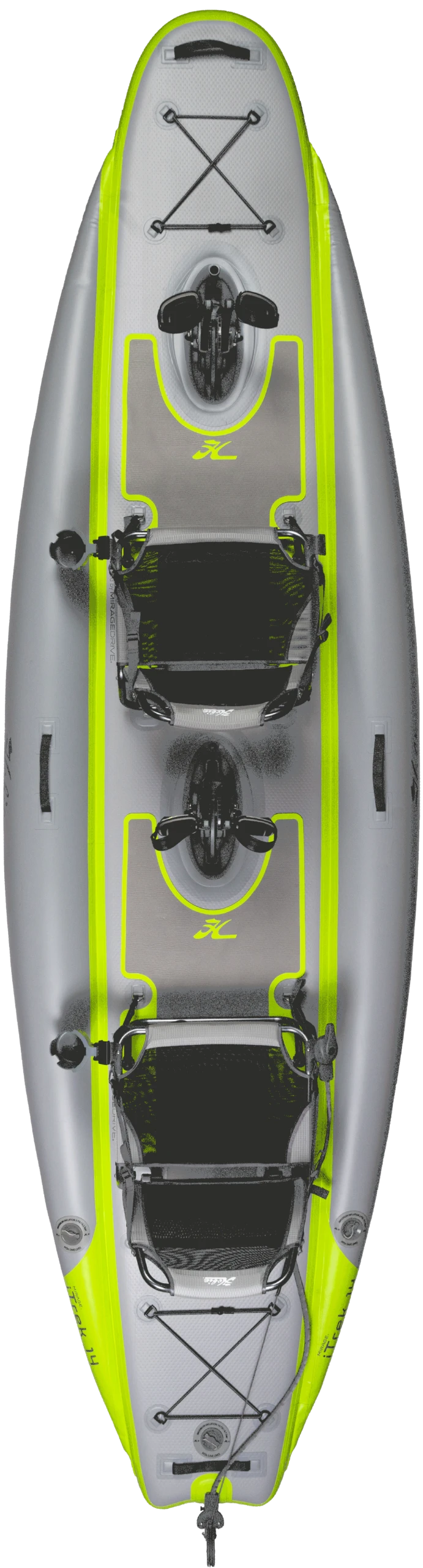 Mirage iTrek 14 Duo Hobie Mirage ITrek 14 Duo -4Corners Riversports itrek14 grey lime grey studio topview png 5000x5000 rotate90 generated scaled